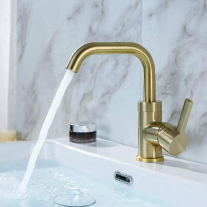 Купить Basin Faucet Bathroom Copper Matte Brush Gold Sink Mixer Tap Toilet Sink Hot Cold Single Handle Sink Faucet