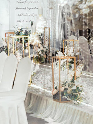 Купить Flower Vase Gold Column Stand Metal Road Lead Wedding Centerpiece Flower Rack For Event Party Table Decoration