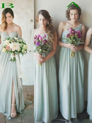 Купить Country Boho Style Chiffon Bridesmaids Dresses A Line Pleats Long Wedding Guest Party Evening Prom Gowns