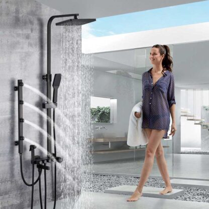 Купить Black Body Massage Jet Faucet Set Bath Shower System Swive Spout Shower Mixer Bidet Sprayer Head Rainfall Shower Head