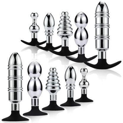 Купить New arrivals male and female sex toys Metal + silicone anal beads butt plug anal dilator masturbation with suction cup adult products