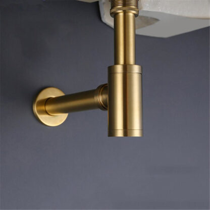 Купить Bathroom Basin Bottle Trap Brushed Gold P Trap with Unslotted Pop Up Drain Slotted Strainer