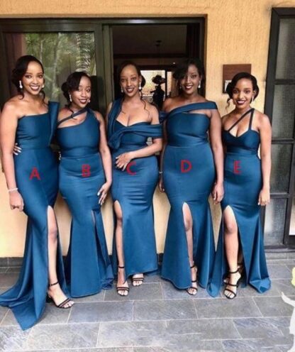 Купить African Nigerian Mermaid Long Bridesmaid Dresses Side Split Plus Size Maid of Honor Wedding Guest robes de demoiselleur