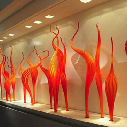 Купить Fashion Hand Lamps Reed Floor Lamp Orange Murano Sculptures Top Quality 100% Mouth Blown Glass Sculpture for Party Garden