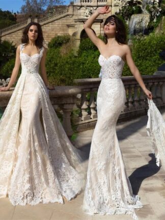 Купить Robe De Mariee New Champagne Mermaid Wedding Dresses With Detachable Train Bridal Gowns Plus Size