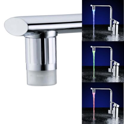 Купить ABS LED faucet temperature sensor kitchen LED Light 35*24mm Water faucets Tap Heads RGB Glow Shower Stream bathroom 7 Color Change Drop ship