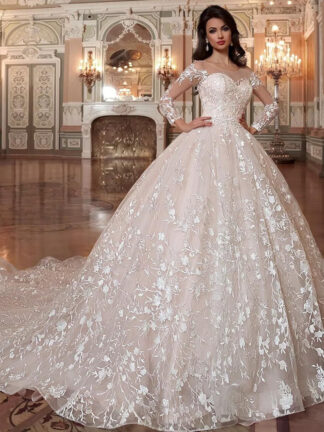 Купить Robe De Mariee Princesse Luxe Shiny Beading Crystal Waist Luxury Lace Ball Gown Wedding Dresses Plus Size With Petticoat