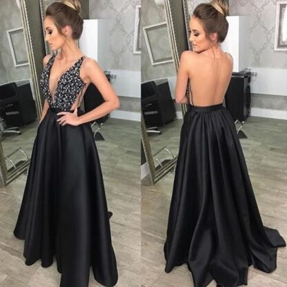 Купить 2021 Fairy Long Prom Dresses Draped Black Beads Evening Dress Backless Chic Engagement Party robe de soirée mariage abendkleider