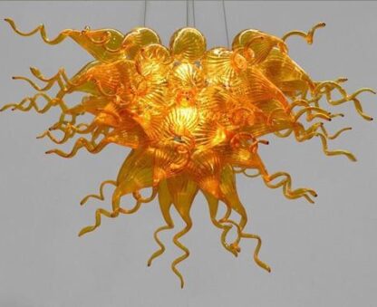 Купить Pendant Lamps Murano Hand Blown Amber Glass Chain Chandeliers Style LED Saving Light Source Modern Chandelier