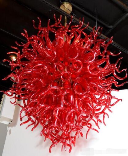 Купить Lamps Modern Red Color Hand Blown Chandeliers Bar Lobby Coffee Shop Art Decor Lights Murano Glass Chandelier Crystal LED Light Source