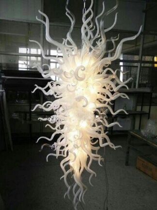 Купить Lamp Residential Clear and White Chandeliers Light Fixtures Fantastic Elegant Blown Glass Art Home Decor Lamps