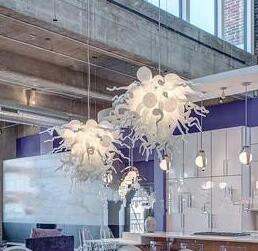 Купить Lamps Novelty Cafe Pendant Lighting White Hand Blown Chandeliers Lights Hotel Application and Energy Saving Light Source