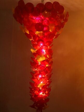 Купить Lamps Creative Flower Design Chandeliers Style Hand Blown Art Chandelier Light for Hotel Lobby Entrance Decoration