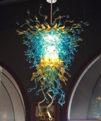 Купить Modern Lamps Handmade Blown Glass Chandeliers Blue and Amber Color Art Chandelier Lighting for Indoor Lights Home Lobby Decor