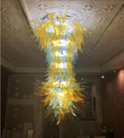 Купить Modern Large Chandeliers Lighting Lamp Entrance Lobby Hand Blown Chandelier for High Ceiling LED Bulbs Glass Art Pendant Lamps