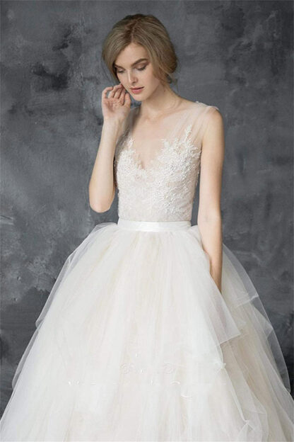 Купить New Dresses Arrivals White Lace Appliques Tulle Wedding gowns Sexy Backless Garden Luxury Bridal Vestidos De Novia