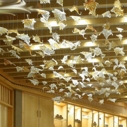 Купить Murano Glass Leaf Chandelier Lamps Hand Blown Glass Pendant Light Large Lobby Entrance Foliage Chandelier Lighting for Hotel