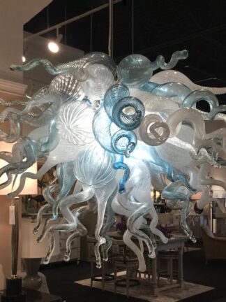 Купить Lamp Custom White and Blue Chandeliers Lighting Hand Made Chandelier LED Murano Glass Pendant Lamps