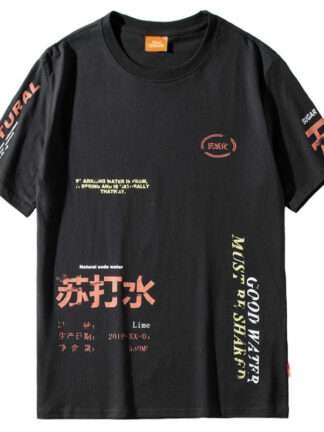 Купить Januarysnow 2019 Harajuku T Shirt Men Hip Hop Soda Water Funny T-Shirt Streetwear Summer Tshirts Vintage Print Cotton Tops Tees Short Sleeve