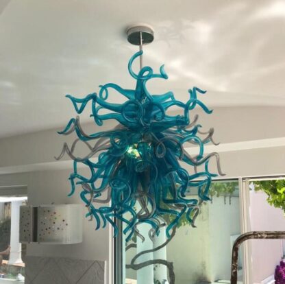 Купить Contemporary Lamp Turquoise Blue Decoration Chandeliers LED Light Source Hand Blown Glass Chandelier Lamps for Living Room