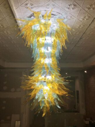 Купить New Arrival Large Chandelier Lighting Hotel Entrance Lobby Hand Blown Glass Chandelier for High Ceiling LED Bulbs Glass Art Pendant Lamps