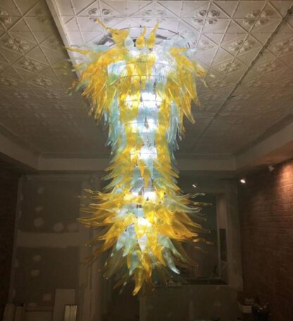 Купить New Arrival Large Chandelier Lighting Hotel Entrance Lobby Hand Blown Glass Chandelier for High Ceiling LED Bulbs Glass Art Pendant Lamps