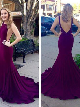 Купить Burgundy Mermaid Prom Dresses Boat Neck Sexy Backless Formal Evening Gowns Long Sweep Trains Pageant Party Dresses