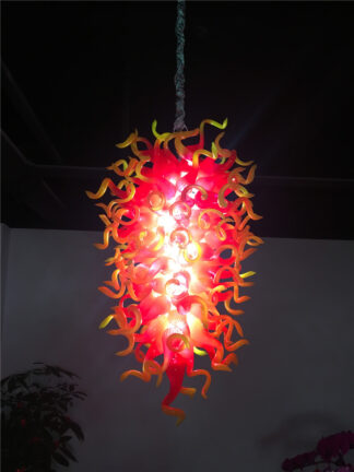 Купить Lamps Custom Home Pendant Lighting Red and Yellow Crystal Chandeliers Modern Hand Blown Glass Chandelier LED Lights for House Decoration