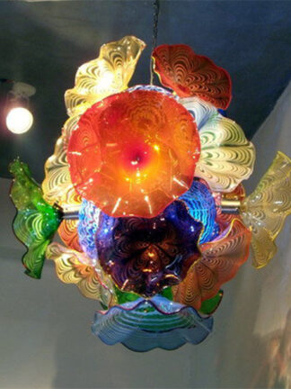 Купить New Fashion Flower Chandelier Light Style Murano Glass Plates Pendant Lamps Multi-Color LED Blown Glass Chandelier Lighting