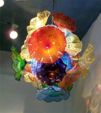 Купить New Fashion Flower Chandelier Light Style Murano Glass Plates Pendant Lamps Multi-Color LED Blown Glass Chandelier Lighting