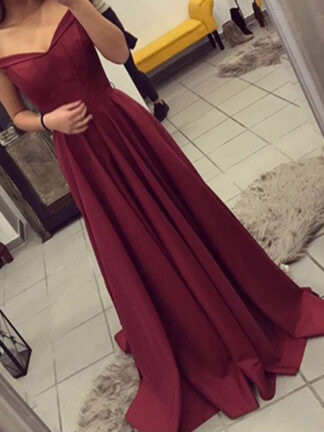 Купить Evening Dress Long New Sexy Wine Red Elegant Satin V Neck Prom Party Gown Abendkleider Abiye Robe De Soiree