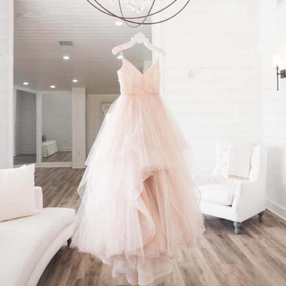 Купить Romantic White Front Floor-Length Beach Wedding Dress Bridal Gowns Straps Tulle Zipper Back with 30cm tail Vestido De Noiva