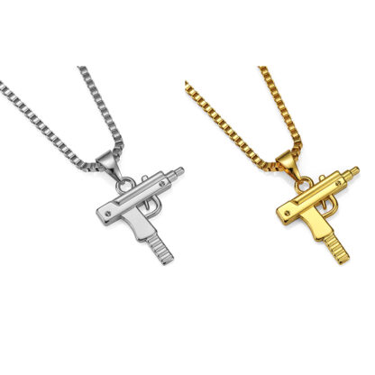 Купить Hip Hop Long Pendant Necklace Men Women Fashion Brand Gun Shape 18K Gold Plated Pendant Necklace Pistol Internet Celebrity Gun Pendant