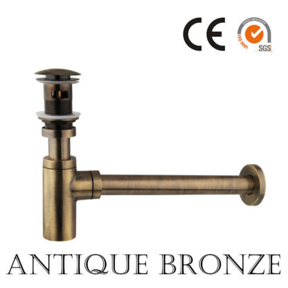 Купить Luxury Brass Bathroom Round Pop Up Drain Stopper Slotted Bottle P-Trap for Basin Waste Drain with Overflow