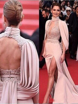 Купить Fashion Slit Front Red Carpet Mermaid Backless Celebrity Dresses Sexy Evening Prom Gowns Pageant Custom Made