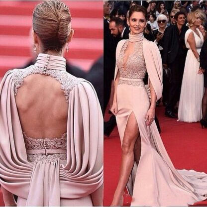 Купить Fashion Slit Front Red Carpet Mermaid Backless Celebrity Dresses Sexy Evening Prom Gowns Pageant Custom Made