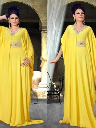 Купить 2022 Dubai Kaftan Robe Abaya Evening Dresses Long Sleeves Middle East Style Beaded Party Wear Formal Arabic Prom Gowns