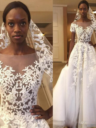 Купить Vintage African Lace Wedding Dresses vestido de noiva Black Girls Women A Line Sheer Wedding Gowns Custom Made Bride Dress