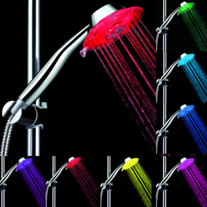 Купить Flash Water Powered Rainfall Led Shower Head.Bathroom 10.3cm*26*0.38cm 3/7 Colors Change Led Showerhead Without Shower Arm.Chuveiro Led