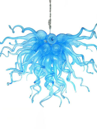 Купить Pendant Lamps Sky Blue Blown Glass Chandeliers Light Led Hand Indoor Lighting Pendant-Light Modern Crystal Chandelier Lights