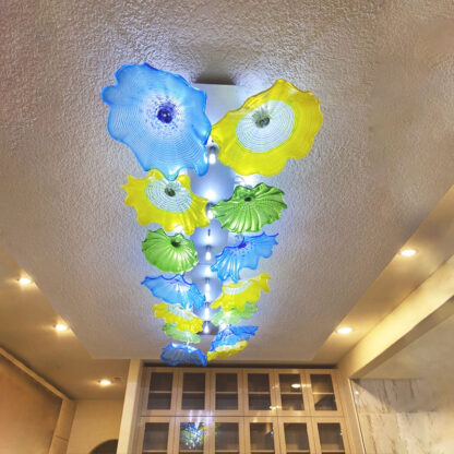 Купить Lamps Villa Colored Glass Ceiling-Lighting American Style Murano Plates Ceiling Lamp Modern LED Flower Chandelier for Art Decor