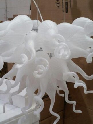 Купить Lamps Creative Design Frosted White Wedding Decor Customer Mder Handicraft Art Blown Glass Chandelier LED Chandeliers Light Fixture