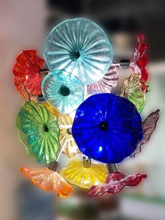 Купить Lamps Murano Flower Chandeliers Lights Bedroom Living Dining Room Art Decorative Hand Blown Glass Plates Chandelier Led Light Fixtures