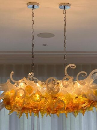 Купить Fashion Lamps Modern Chandeliers Custom Hand Blown Glass Crystal Chandelier Lighting Living Room Bedroom LED Hanging Pendant Light Fixtures