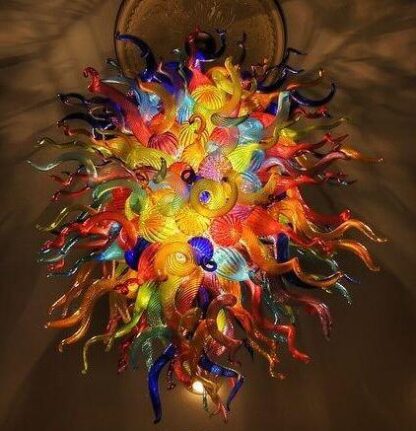 Купить Multi Color Murano Glass Large Chandelier LED Lights Style Hand Blown Glass Art Pendant Light Air Shipping Living Room Art Lighting