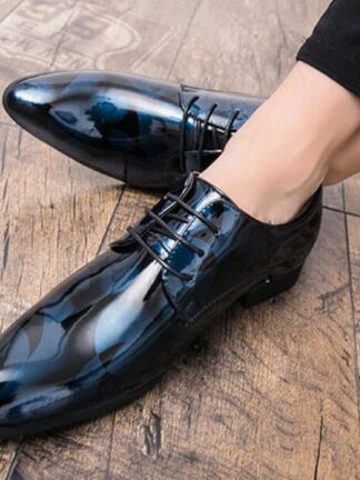 Купить Luxury Fashion Brand PU Leather Fashion Men Business Dress Loafers Pointy Black Shoes Oxford Breathable Formal Wedding Shoes
