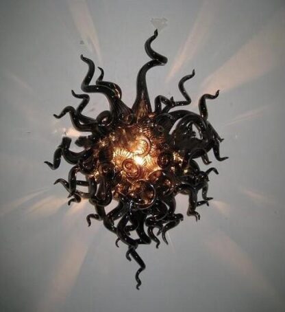 Купить Hand Blown Sconce Murano Glass Black Lamps with LED Bulbs Custom Made Wall Mouted Lighting