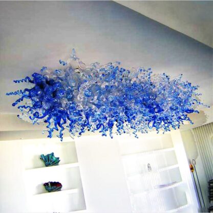 Купить Lamp Blue Ceiling Light 100% Mouth Blown Glass Art Chandelier Indoor Lighting Contemporary Home Decoration Lamps