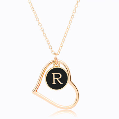 Купить Women Gift Gold Plated Pendant Necklace Heart Shape Alloy Enamel 26 Letter Necklaces