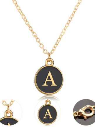 Купить Korean Style Women Gift Pendants Jewelry Gold Plated Chain Round Alloy Enamel Letter Charm Necklace